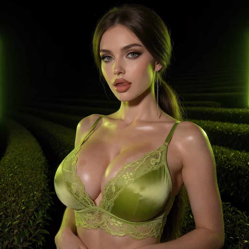 pregnant ai porn — a character portrait shot in a teafield setting